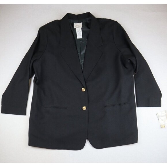 WOMEN'S BLACK 2-BUTTON BLAZER SUIT JACKET - LASTING COMFORT - NOTCH LAPEL - Picture 2 of 7